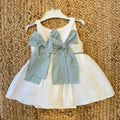 retro abito bambina con fiocco vichy verde