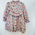 Abito bambina floreale in cotone con punto smock, colletto arricciato e dettagli bordeaux Kidivi.