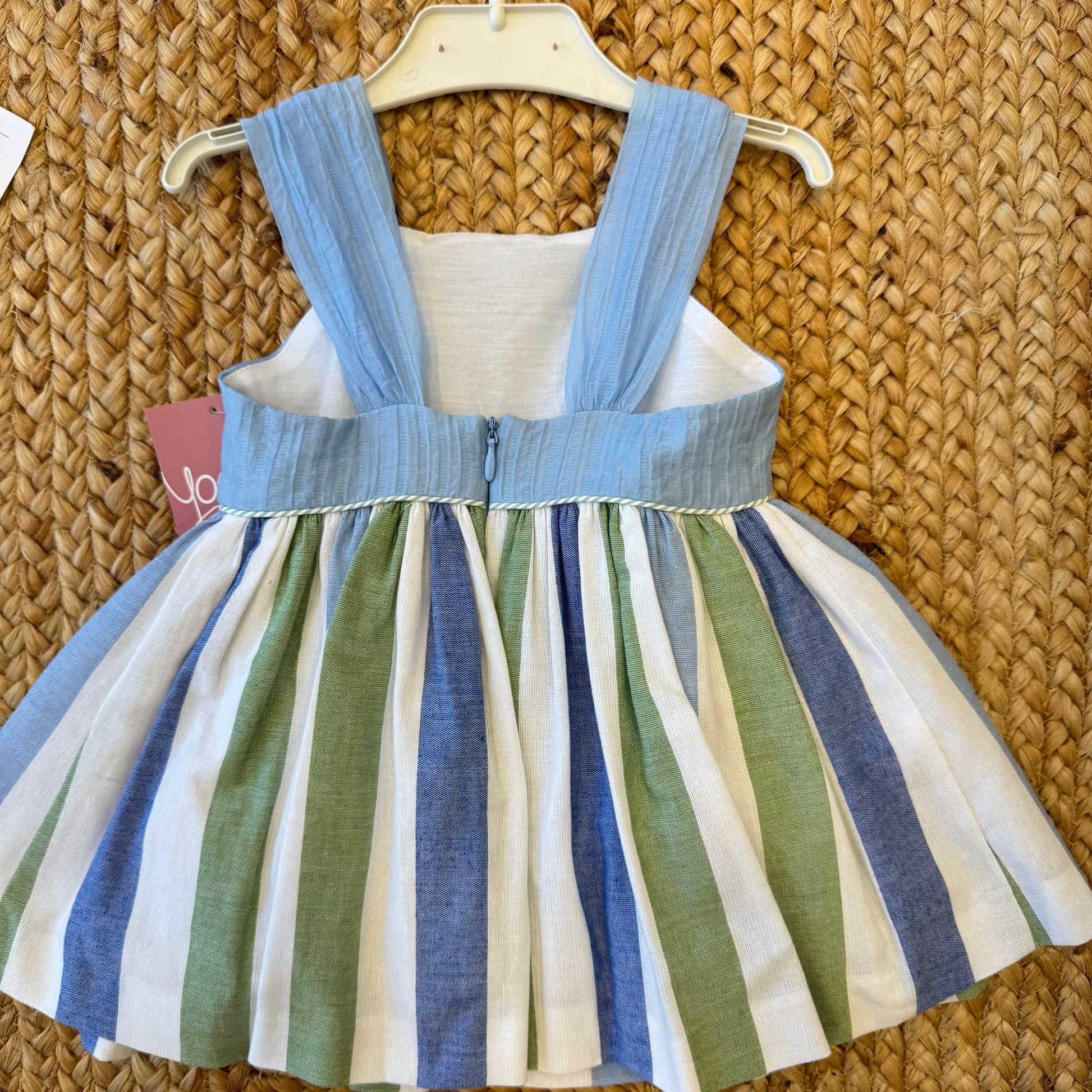 retro abito bambina a righe con cerniera