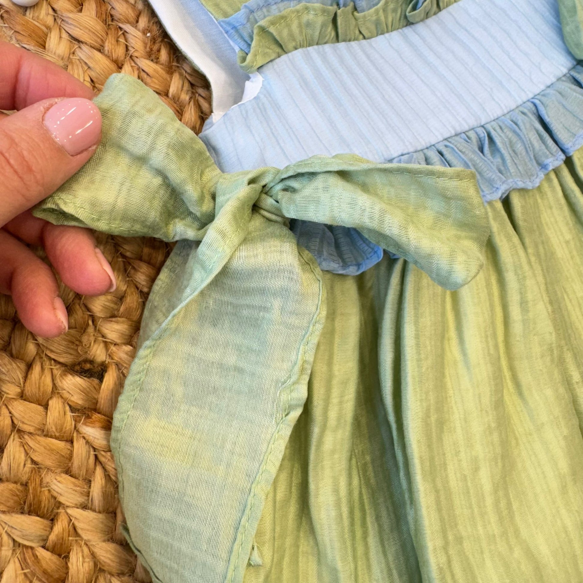 retro abito bambina con cerniera e fascia azzurra