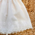 Retro abito battesimo bimba con maxi fiocco in tulle rosa cipria