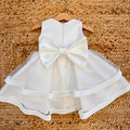 Retro abito battesimo bimba bianco con grande fiocco e chiusura con zip