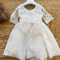 retro abito battesimo con fiocco in organza