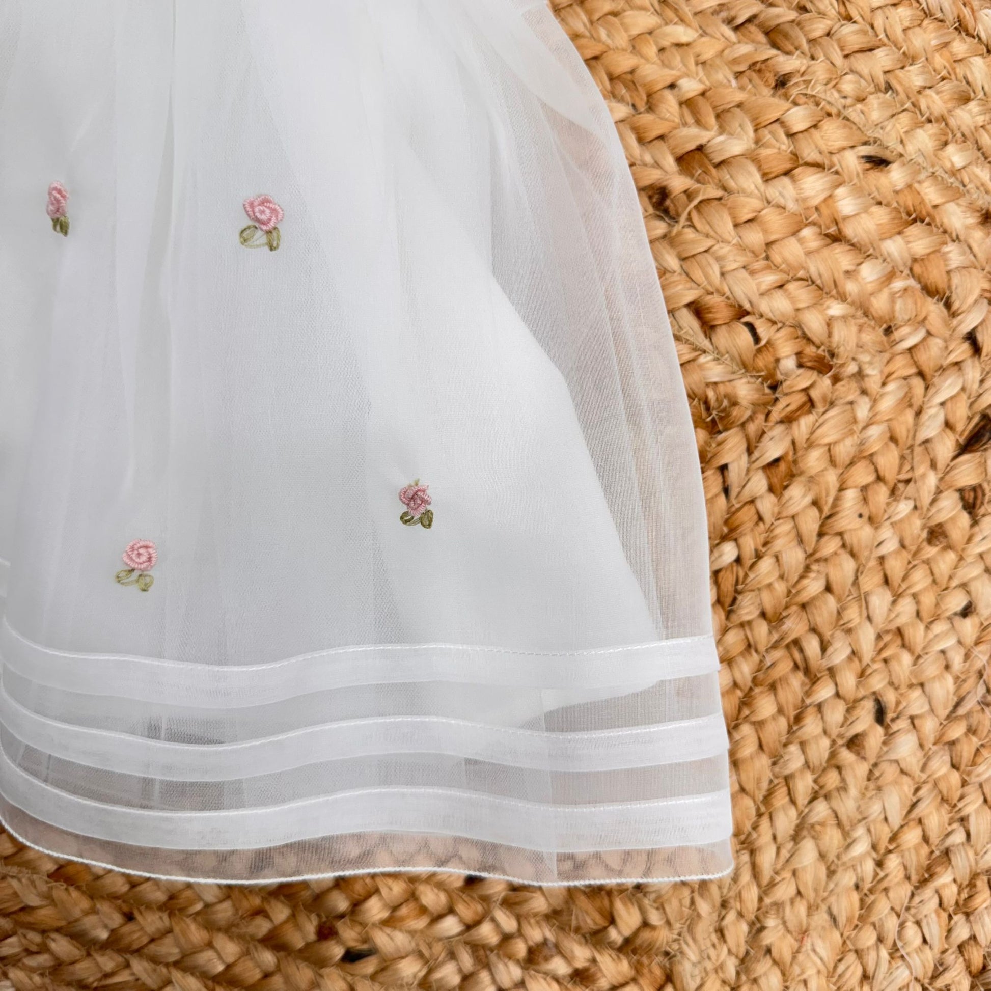 Retro abito battesimo bimba con maxi fiocco in organza