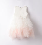Retro abito elegante bambina con nastro e tulle.
