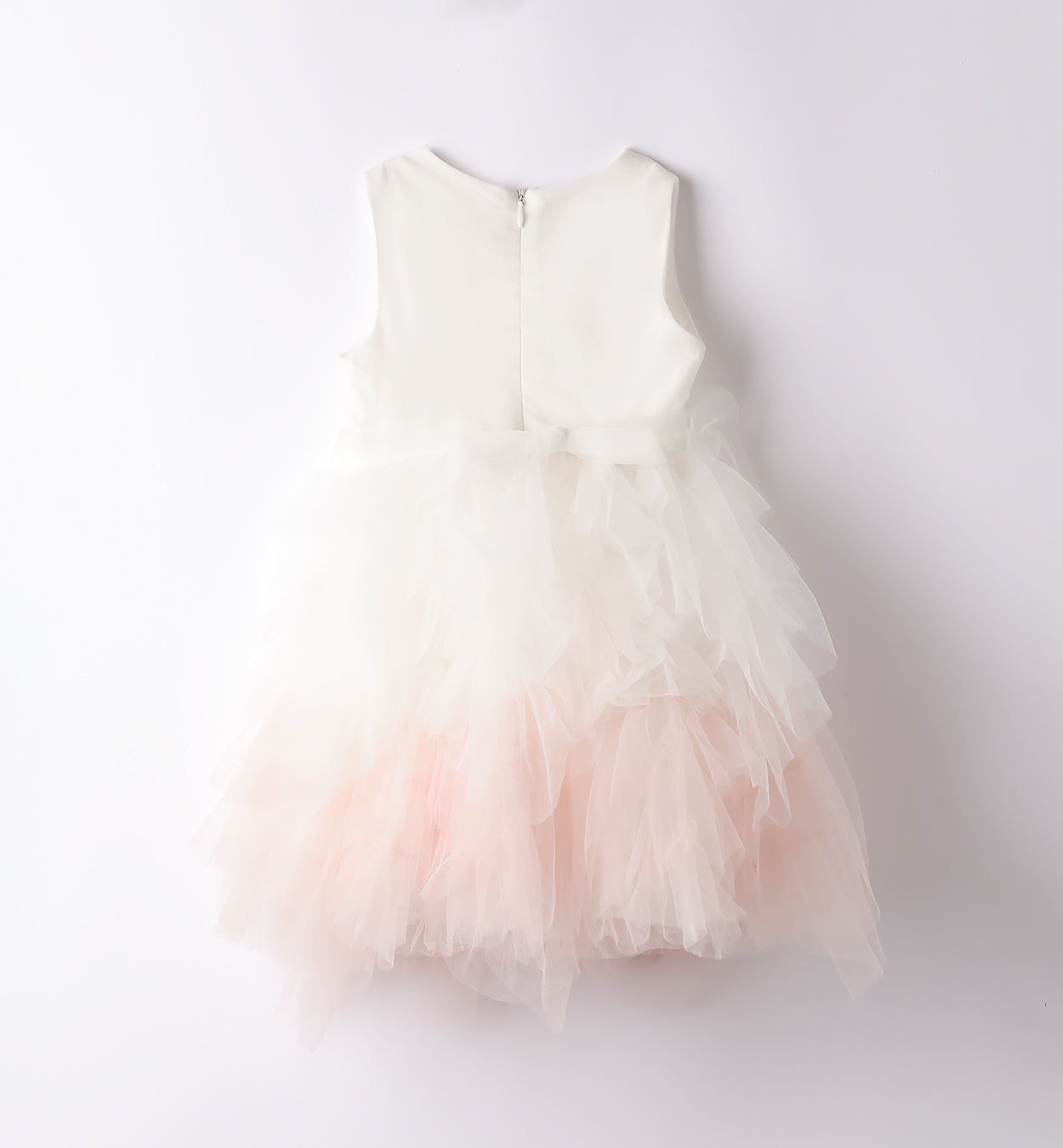 Retro abito elegante bambina con nastro e tulle.