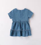  Retro abito denim neonata con balza arricciata