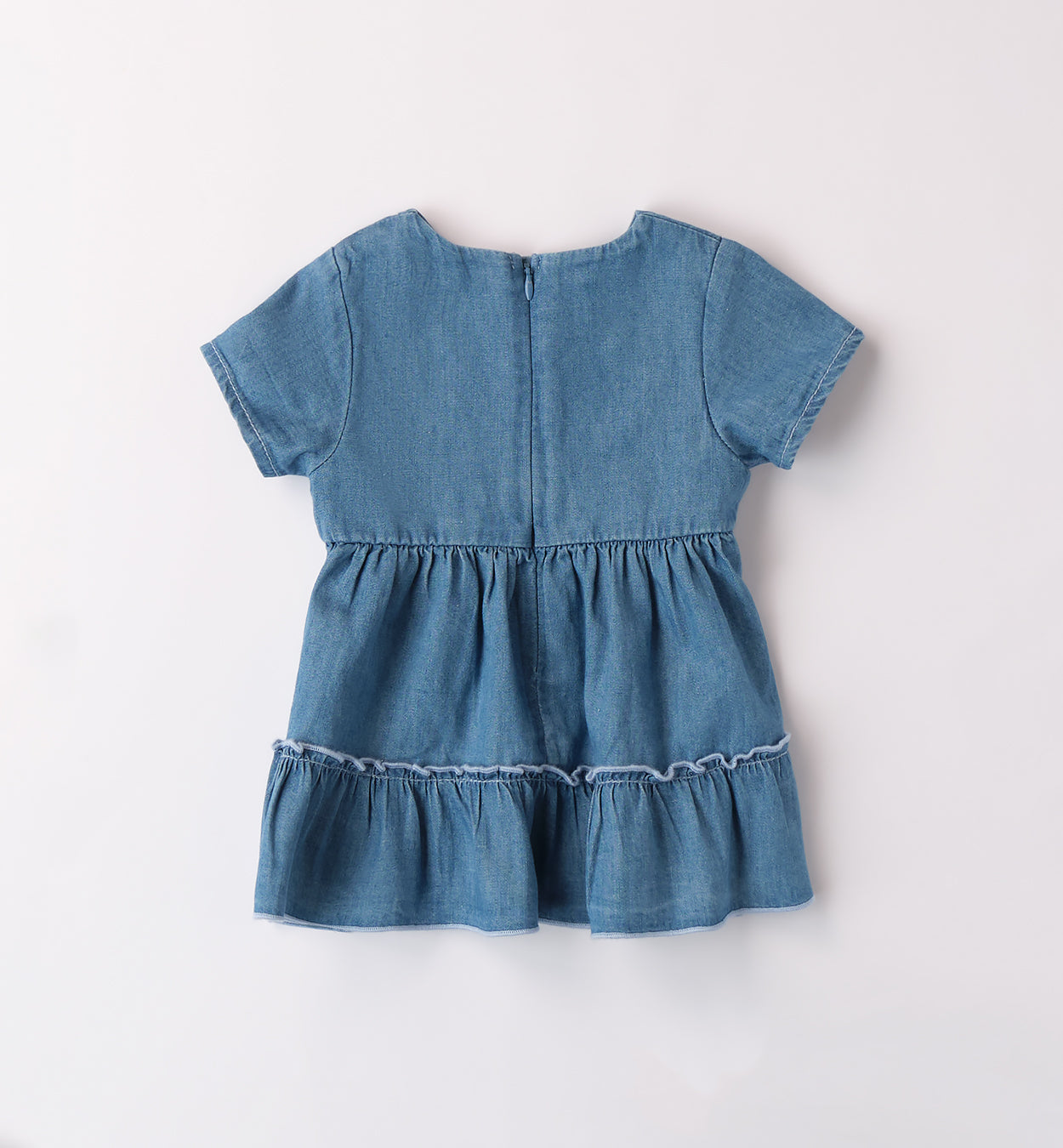 Retro abito denim neonata con balza arricciata