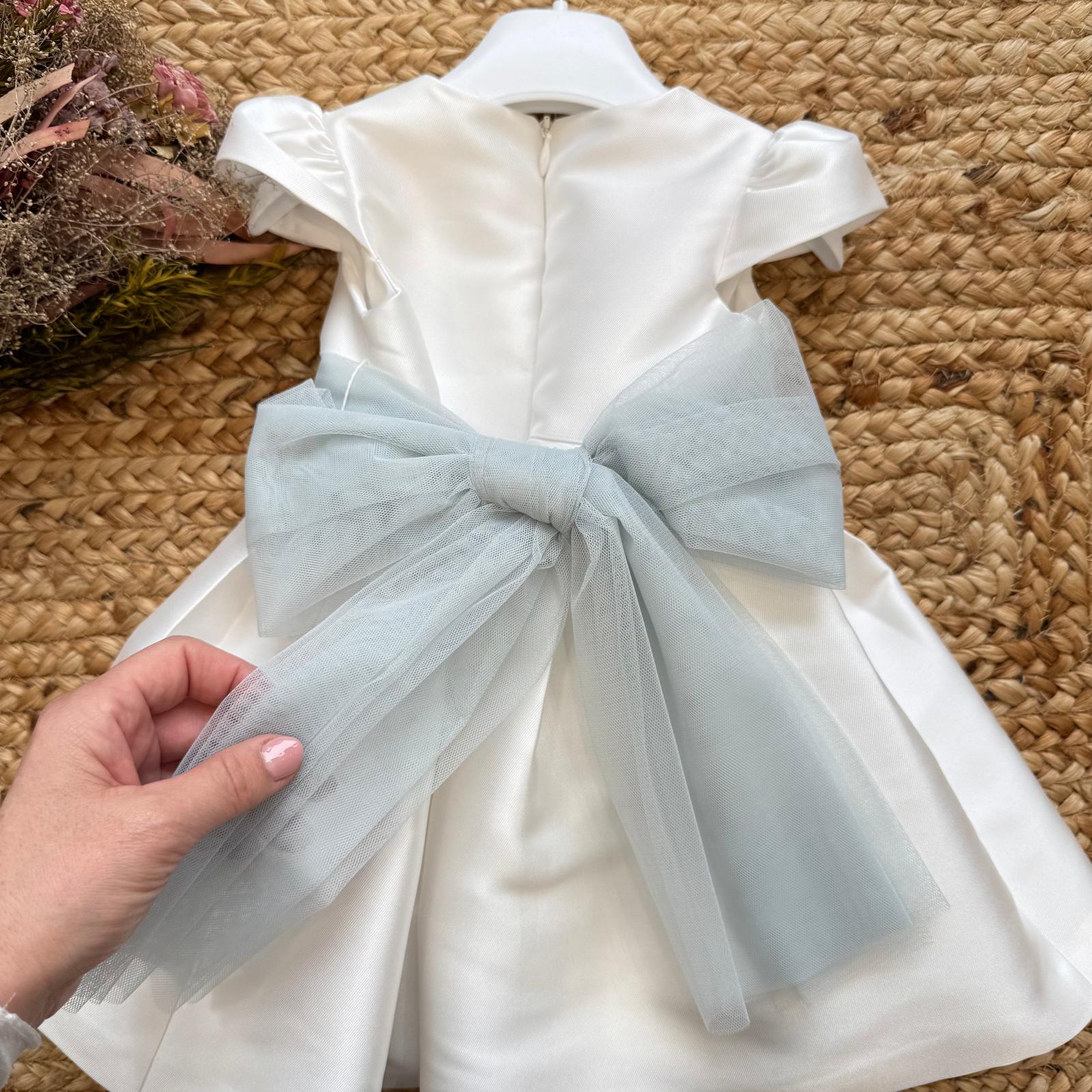 Retro abito con maxi fiocco verde polvere