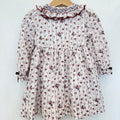 Abito bimba punto smock floreale con fiocchi in velluto bordeaux