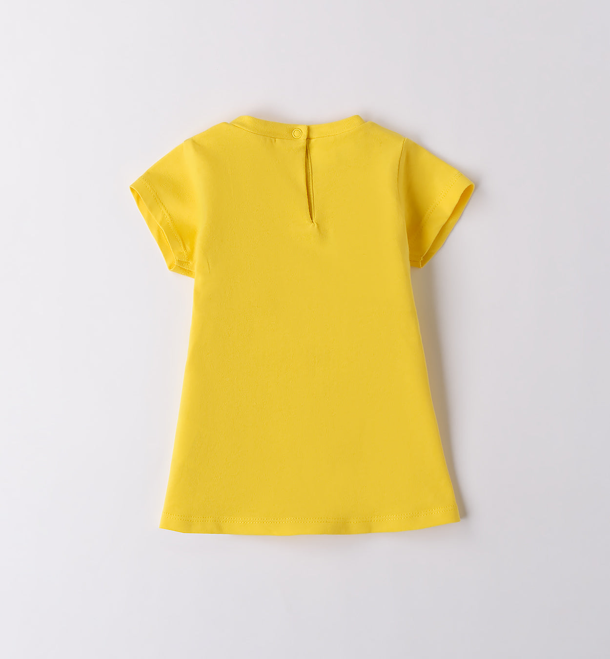 Retro abito giallo neonata in cotone con chiusura a bottoncino

