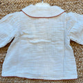 Completo bimba in cotone con blusa panna ricamata e pantalone tortora