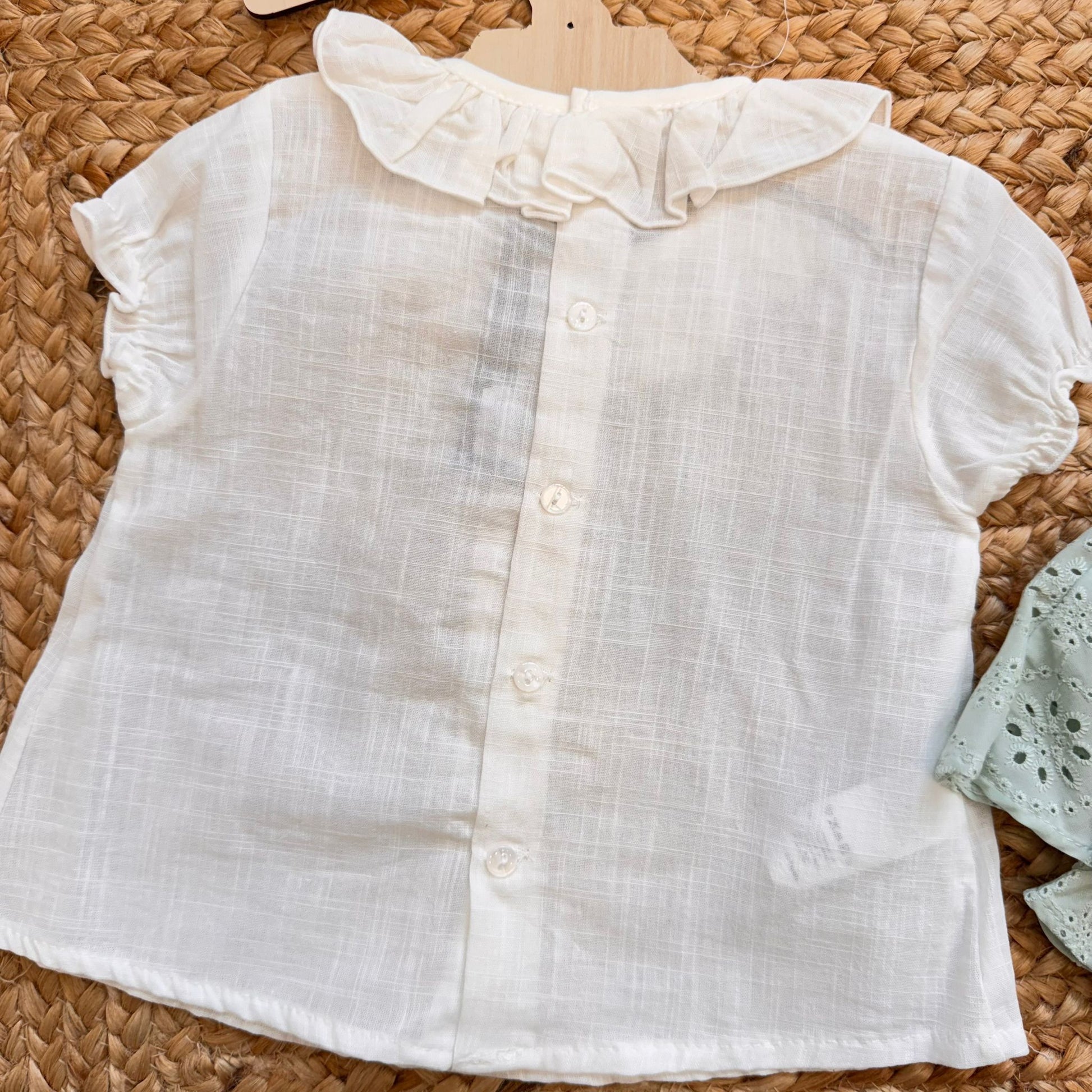 retro blusa neonata cotone con bottoni