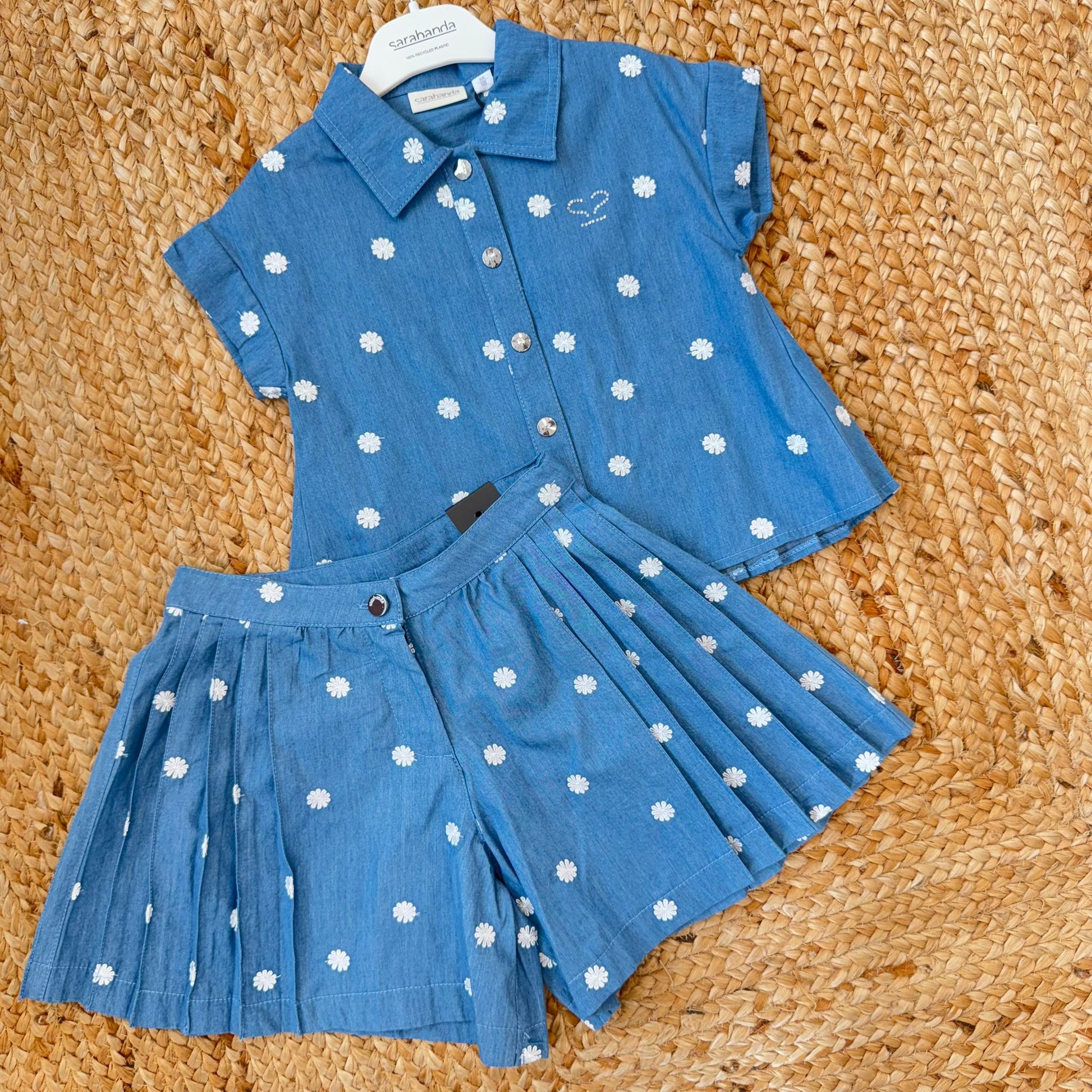 retro camicia bambina denim con pieghe