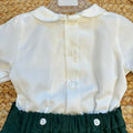 Completo battesimo bimbo verde e bianco con papillon e pantalone elegante