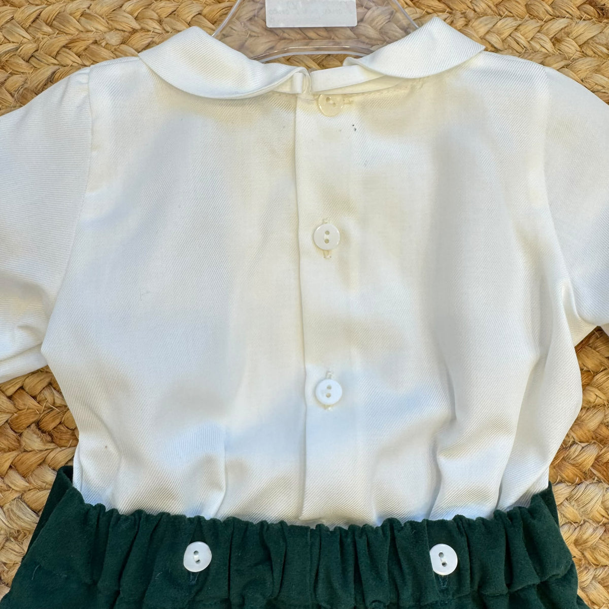 Completo battesimo bimbo verde e bianco con papillon e pantalone elegante