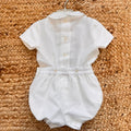 Completo battesimo bimbo bianco elegante con colletto sartoriale