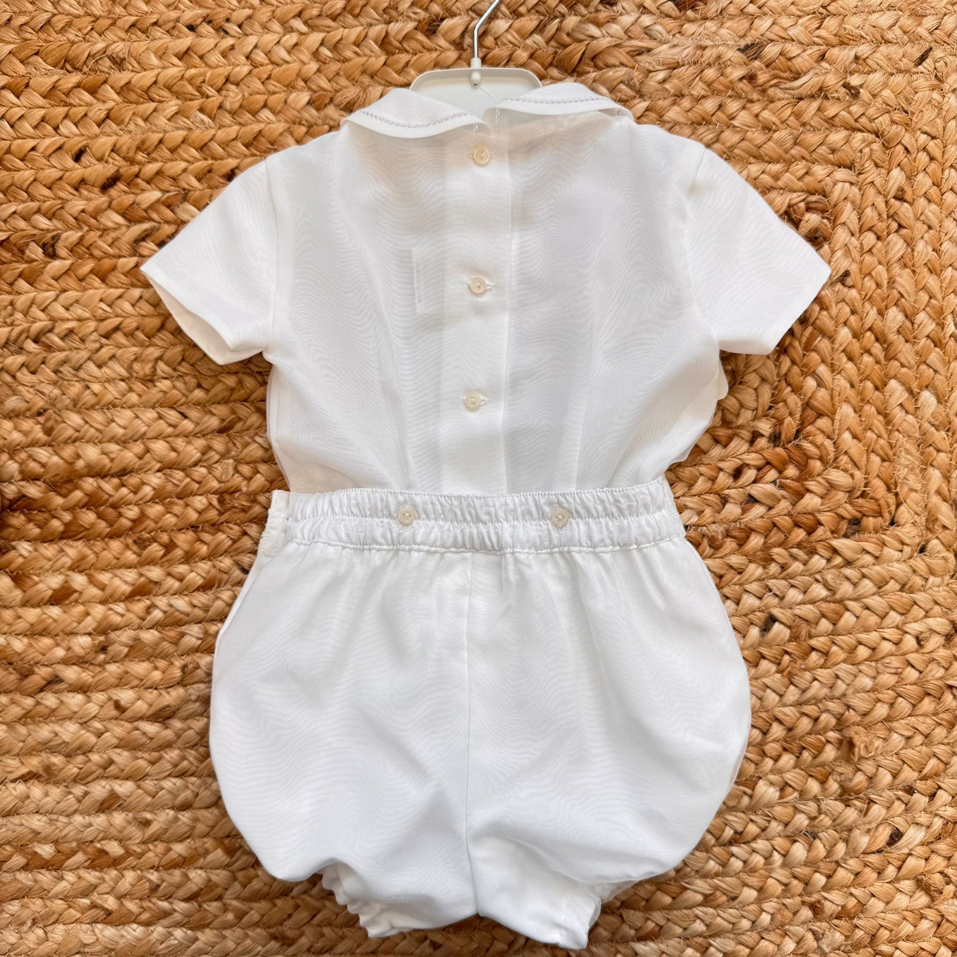 Completo battesimo bimbo bianco elegante con colletto sartoriale