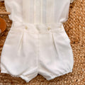 Completo battesimo bimbo bianco con dettagli panna e pizzo elegante