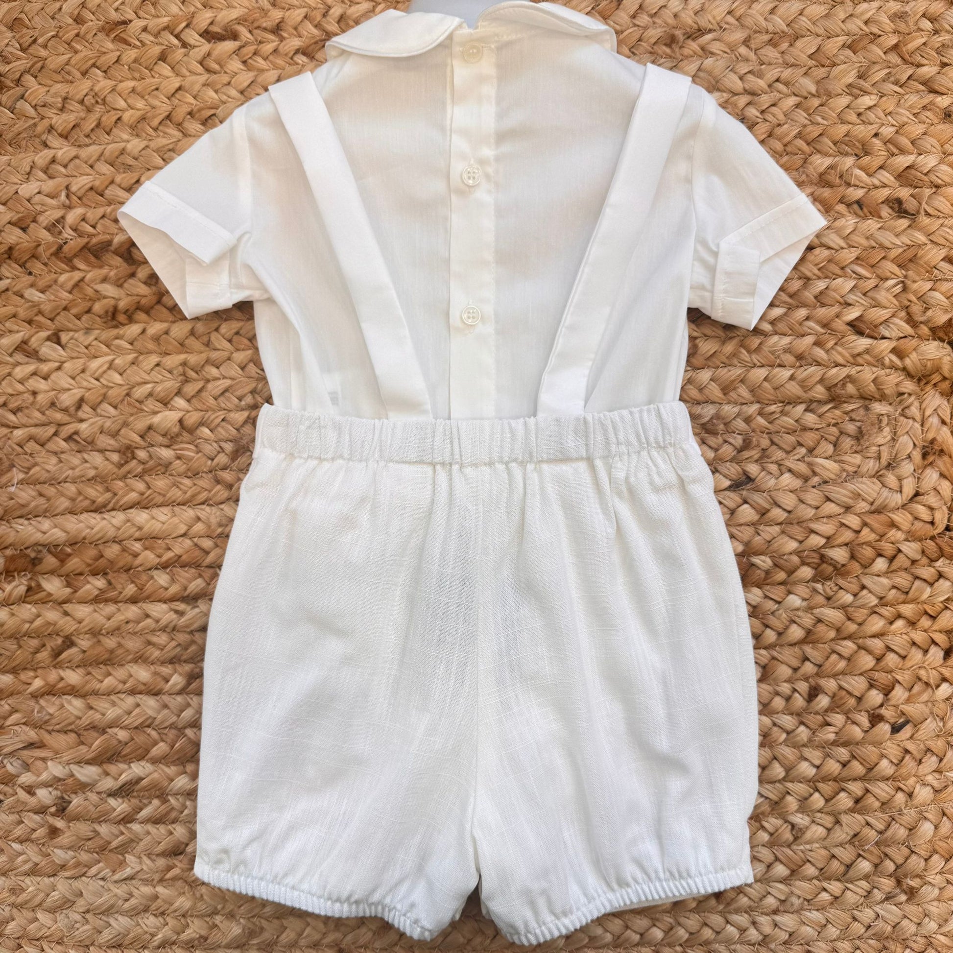retro completo battesimo bimbo con salopette e body camicia
