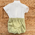 Retro completo battesimo bimbo con vita elasticizzata e pantaloncino verde