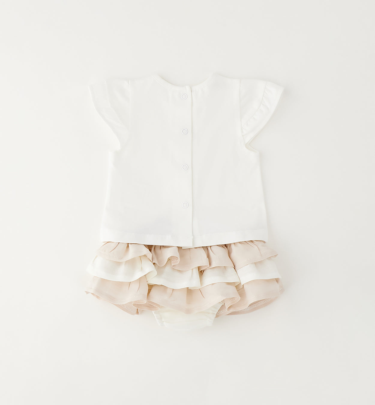 Retro completo bimba con chiusura a bottoni e culotte con balze
