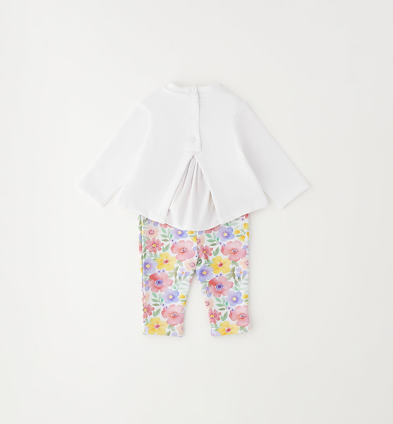 Retro completo bimba con chiusura a bottoni e leggings floreali