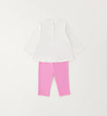 Retro completo bimba con maglia bianca e leggings rosa