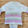 Completo nascita neonata Juliana panna con righe rosa e verde salvia