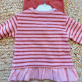 Completo bimba in caldo cotone con maglia rigata rosa e leggings coordinati