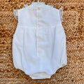 retro pagliaccetto battesimo bimba bianco con chiusura a bottoni