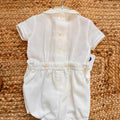 Pagliaccetto battesimo bimbo bianco in cotone e lino con colletto sartoriale