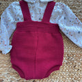 Pagliaccetto bimba bordeaux in maglia con camicia floreale in cotone