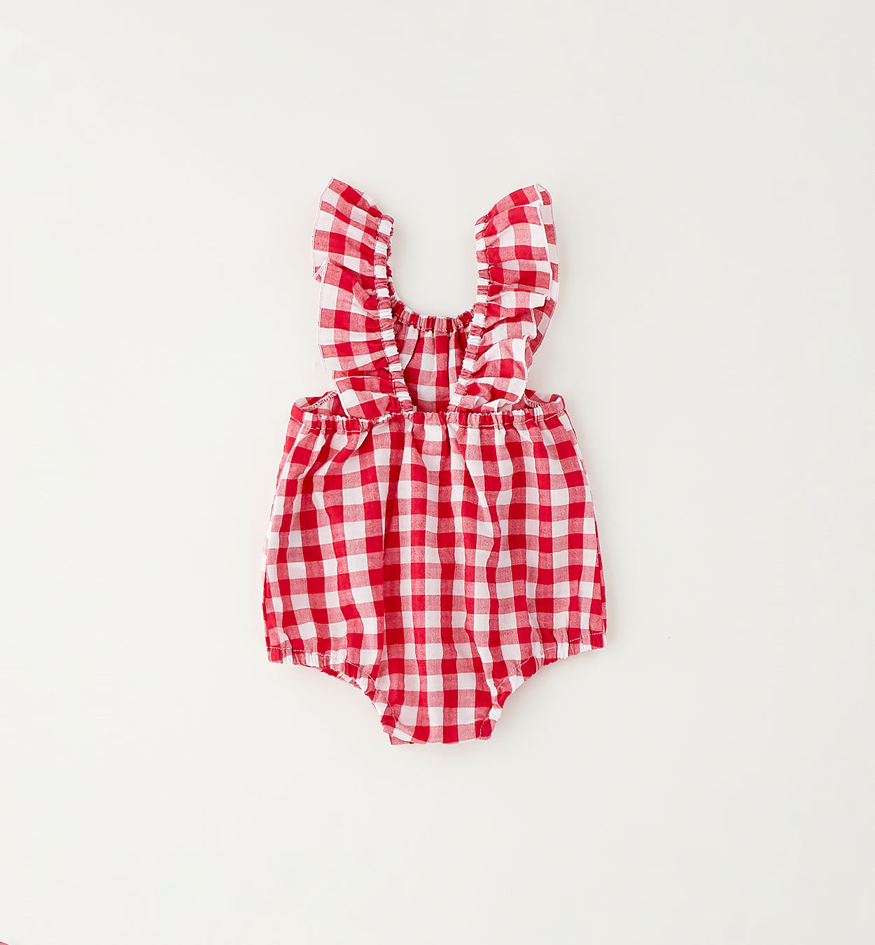 Retro pagliaccetto bimba vichy con volant e arricciatura