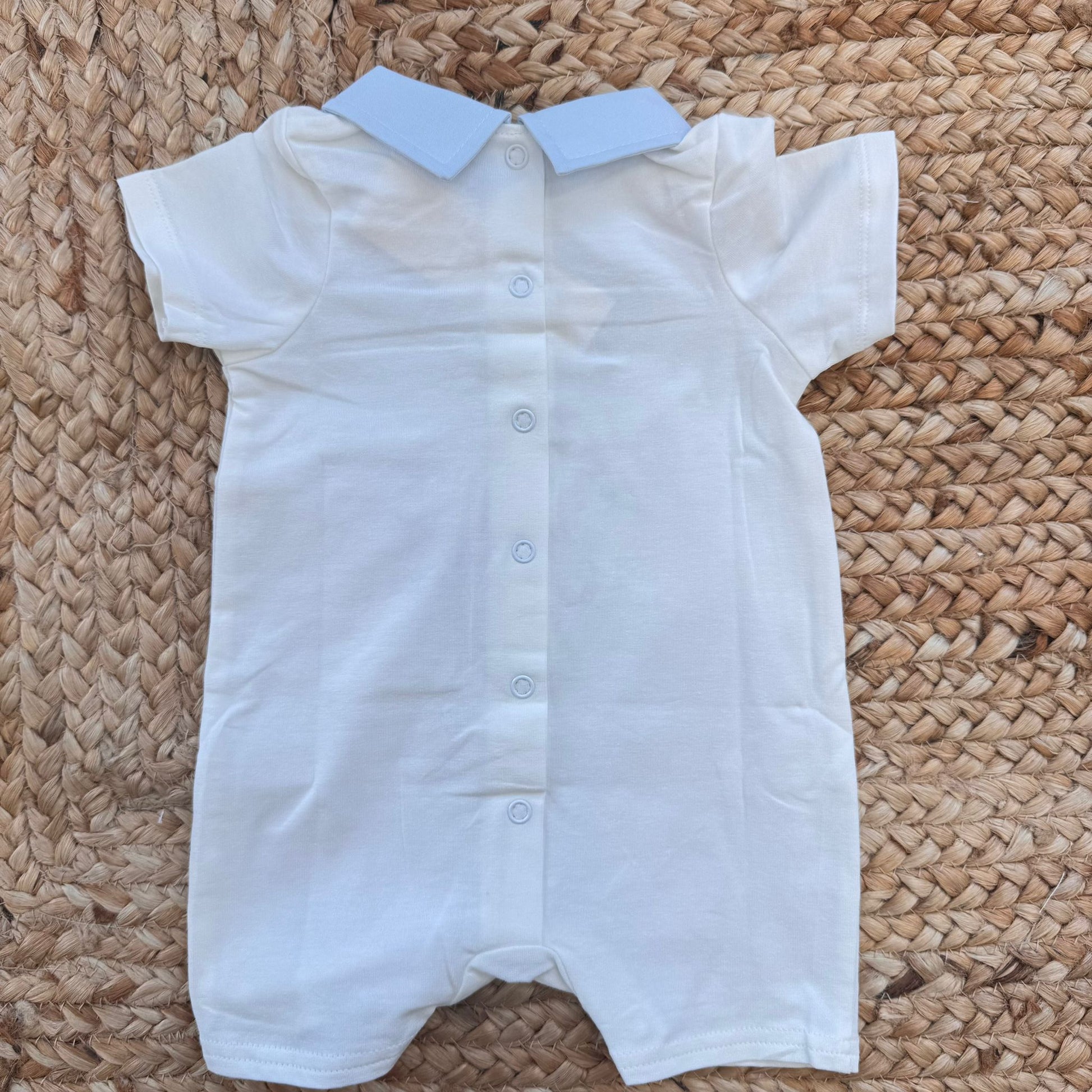 Retro pagliaccetto bimbo in cotone con chiusura a bottoni automatici