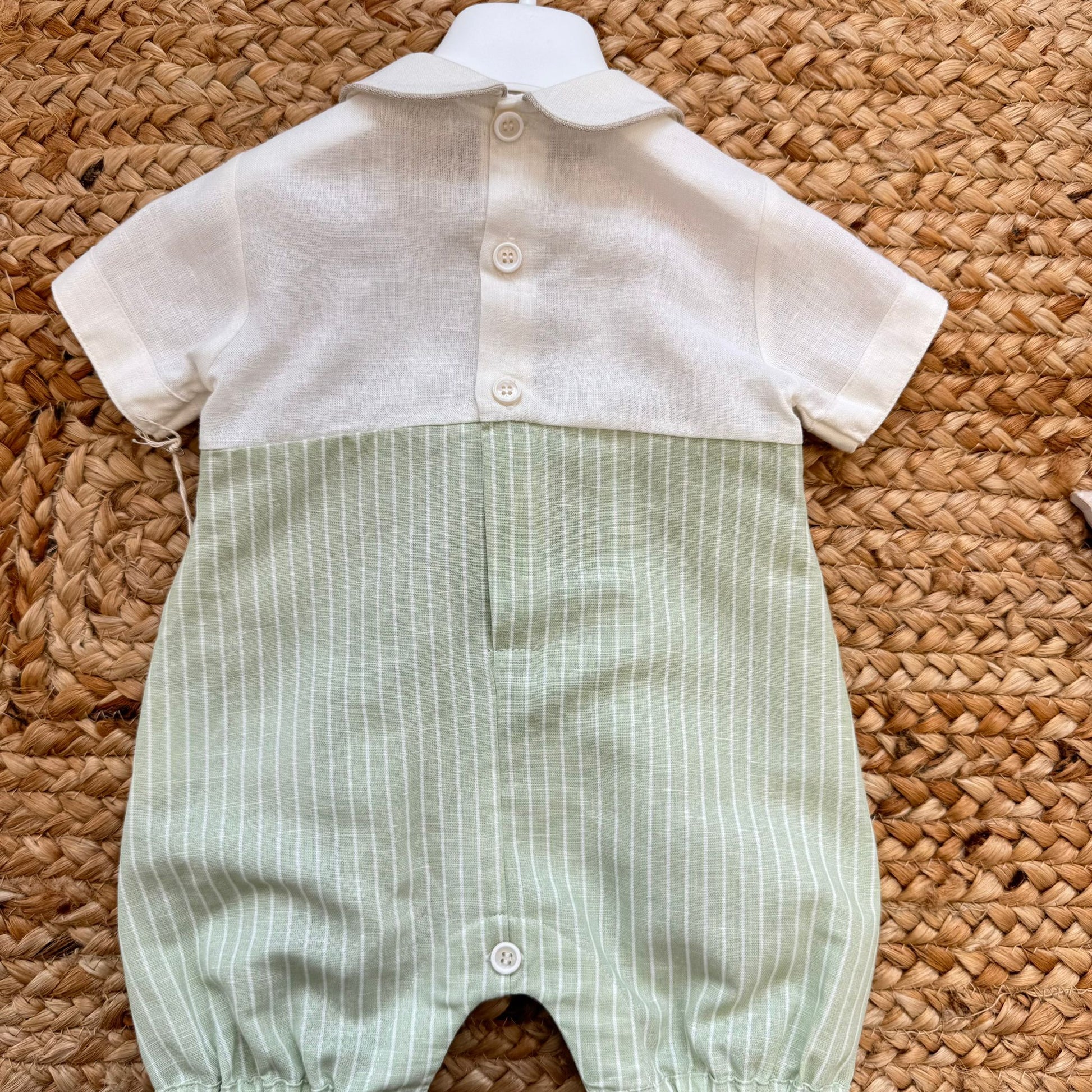 retro pagliaccetto neonato cerimonia lino cotone