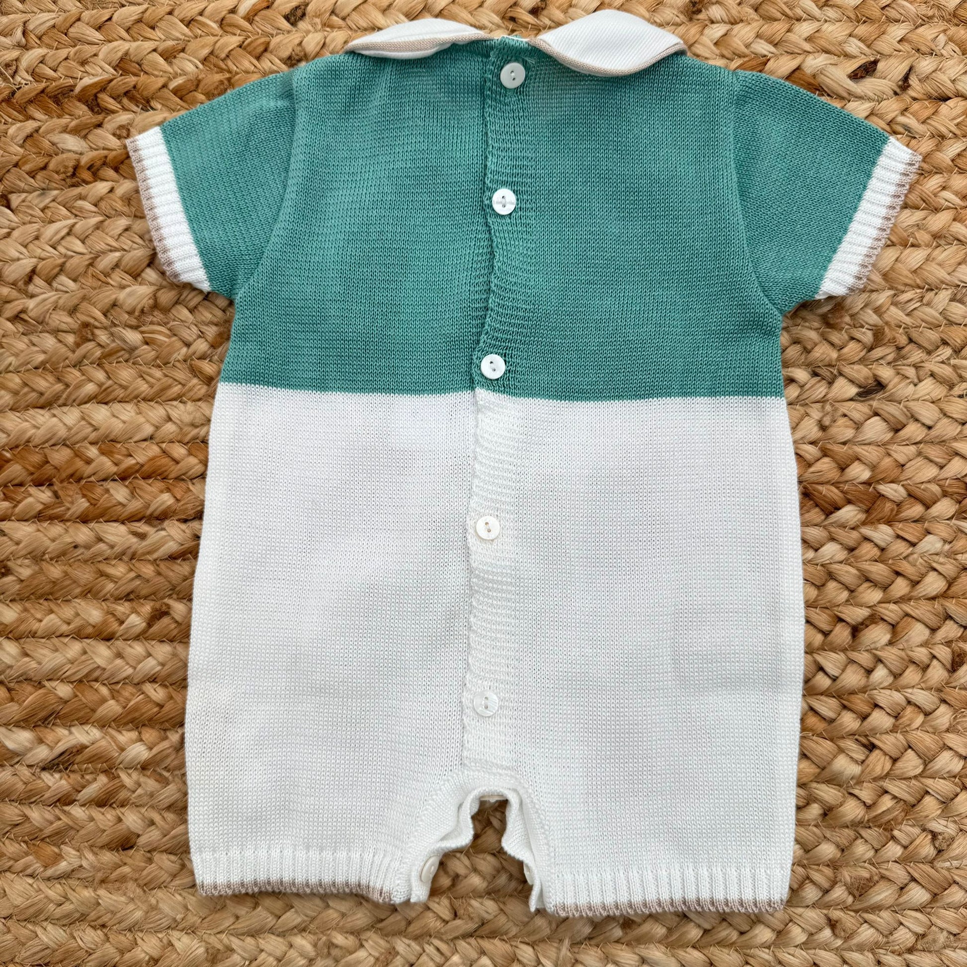 Retro pagliaccetto neonato in cotone 100% con chiusura a bottoni