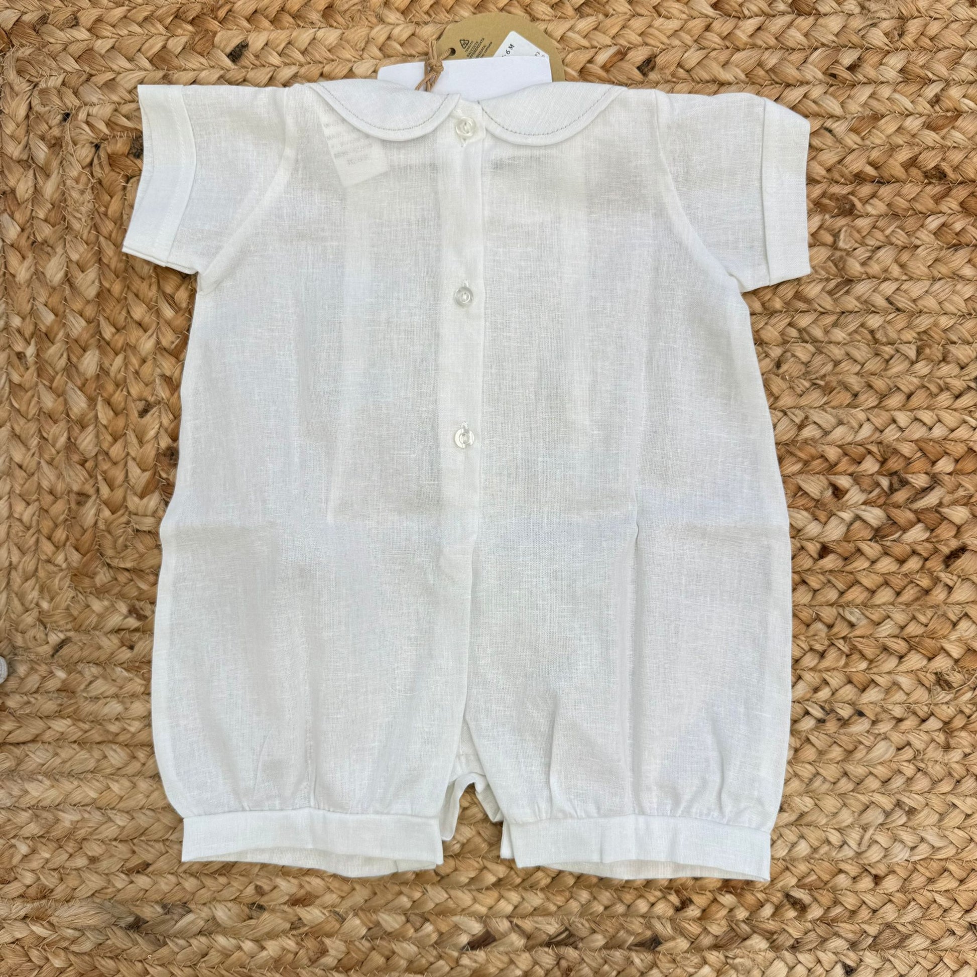 retro pagliaccetto neonato lino cotone con apertura bottoni