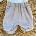 Completo battesimo bimbo beige e bianco con papillon