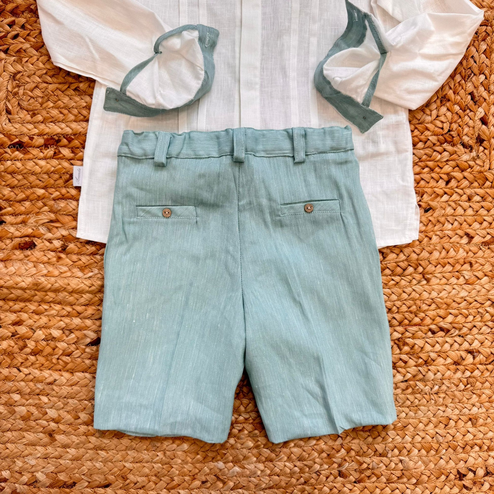retro pantalone cerimonia bimbo elegante verde acqua