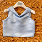 Retro top satinato celeste per bambina

