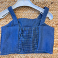 Retro top chambray bambina con fascia elasticizzata