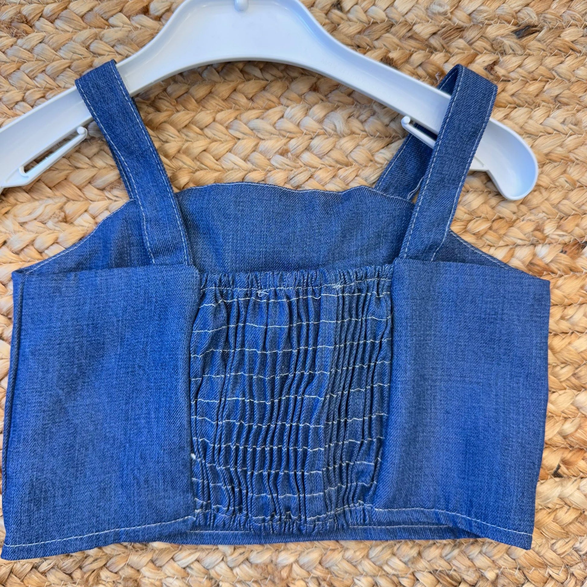 Retro top chambray bambina con fascia elasticizzata