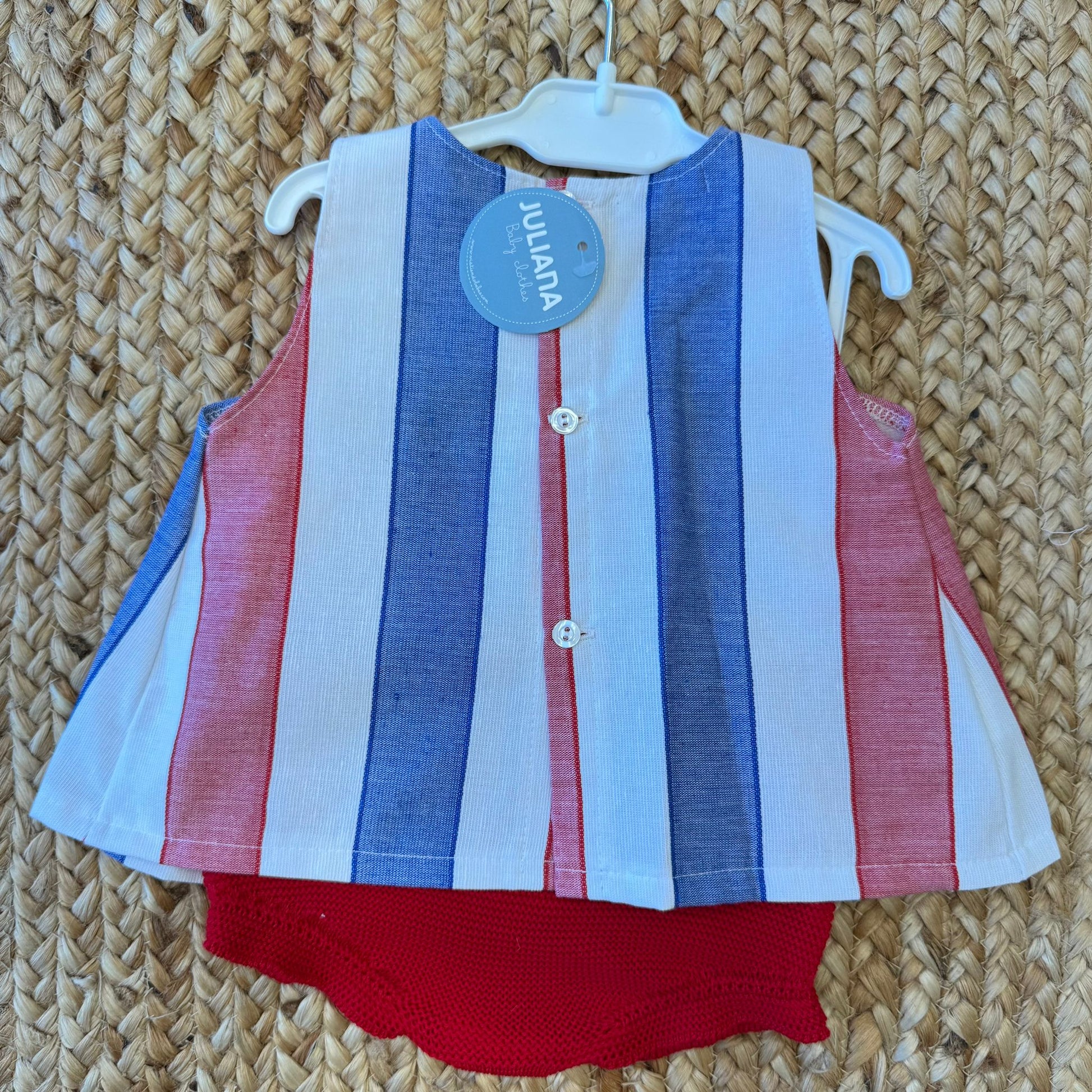 retro top neonata righe rosse blu