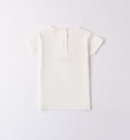 T-shirt bambina avorio con fiori in tulle e scritta dorata "so special"

