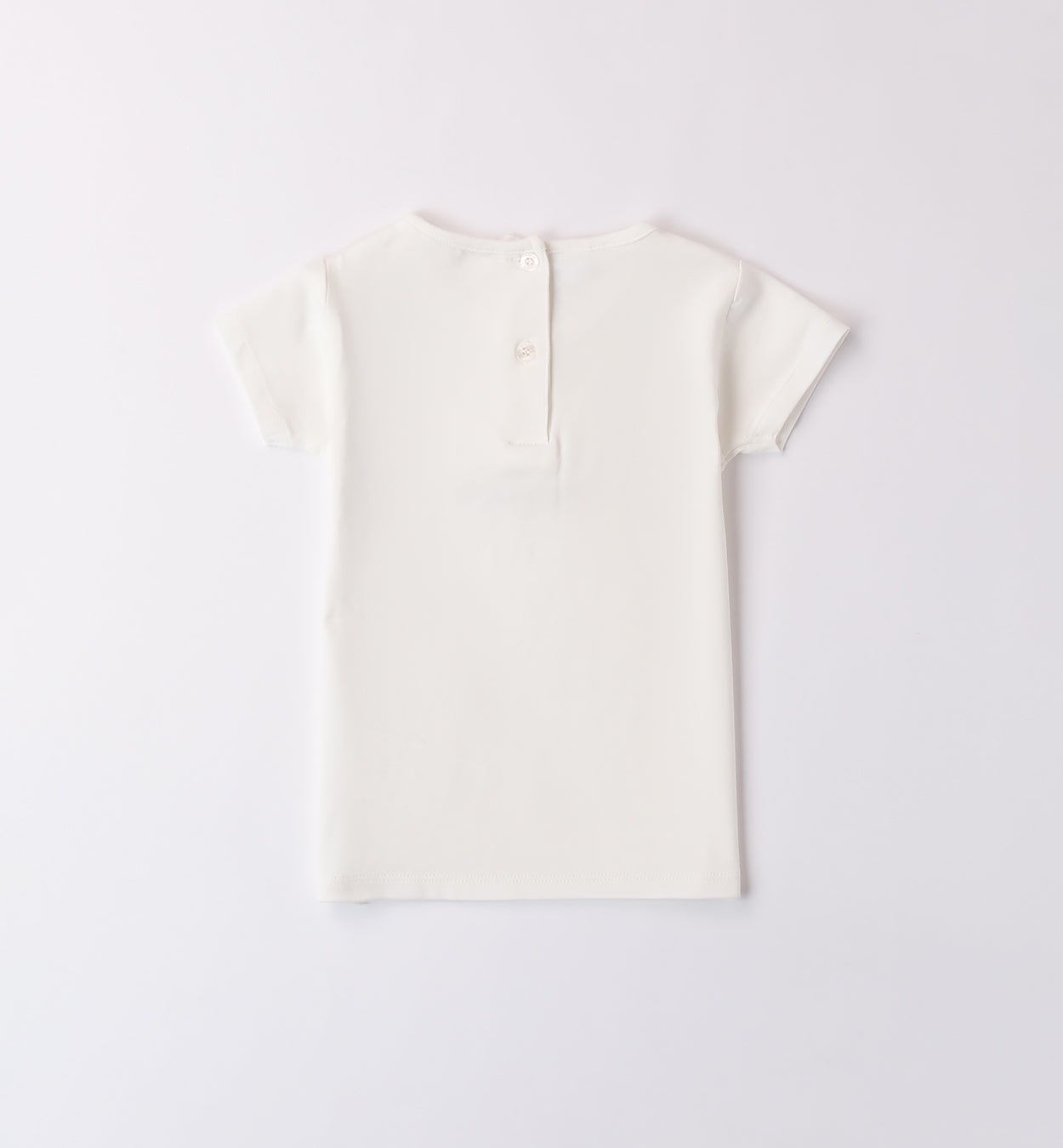 T-shirt bambina avorio con fiori in tulle e scritta dorata "so special"

