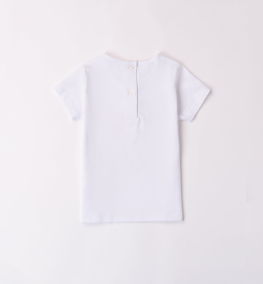 Retro t-shirt bianca bambina con chiusura a bottoni