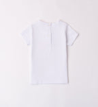 Retro t-shirt bianca bambina con chiusura a bottoni