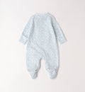 Retro tutina neonata floreale celeste con piedini coperti