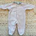 Tutina neonato in ciniglia beige con orsetto e colletto tartan